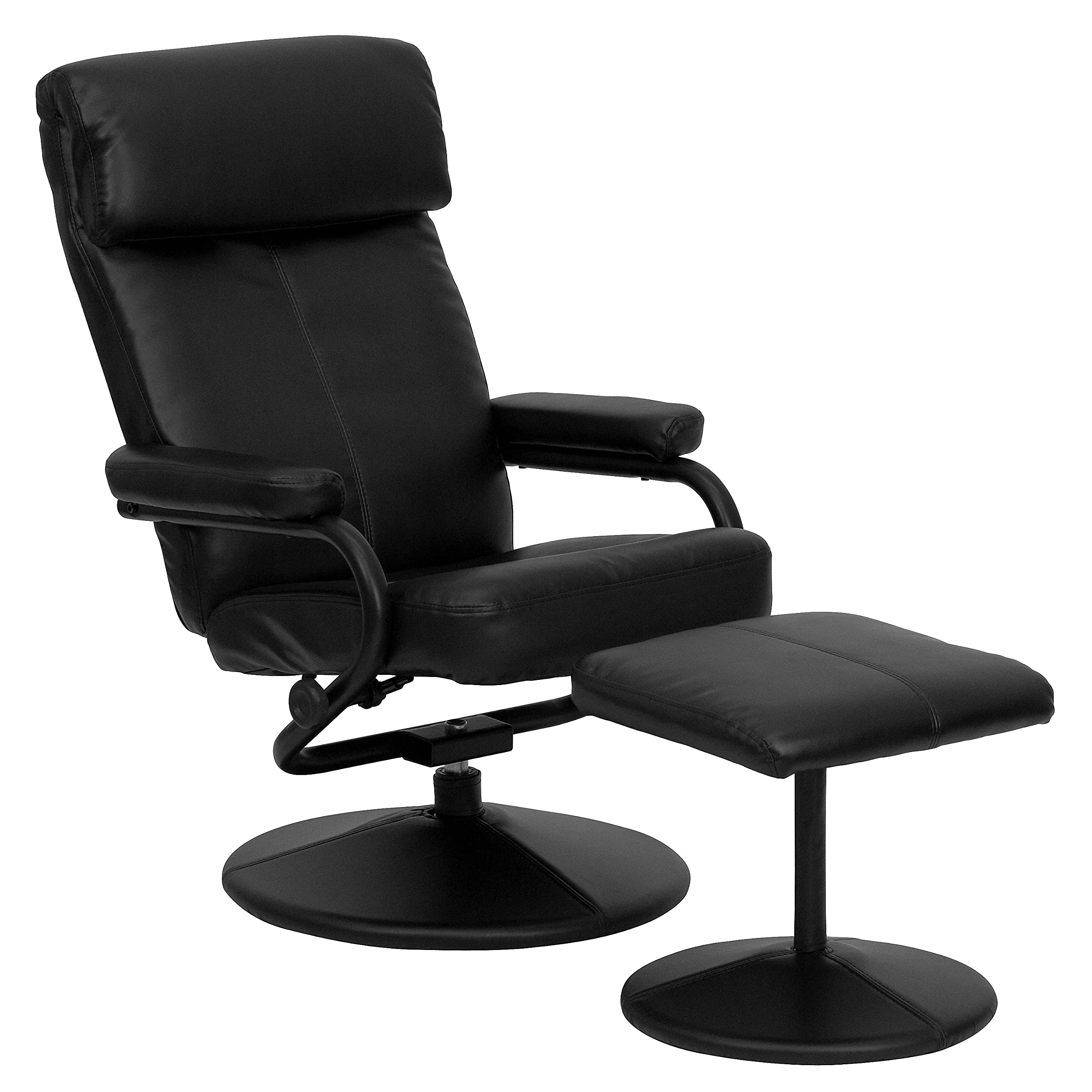 Flash Furniture 863Bk Leathersoft Recliner And Ottoman Set Black (Bt7863Bk)